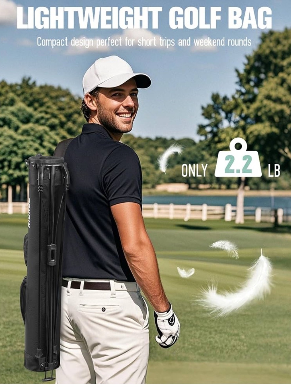 Lightweight Black Golf Carry Bag for Men